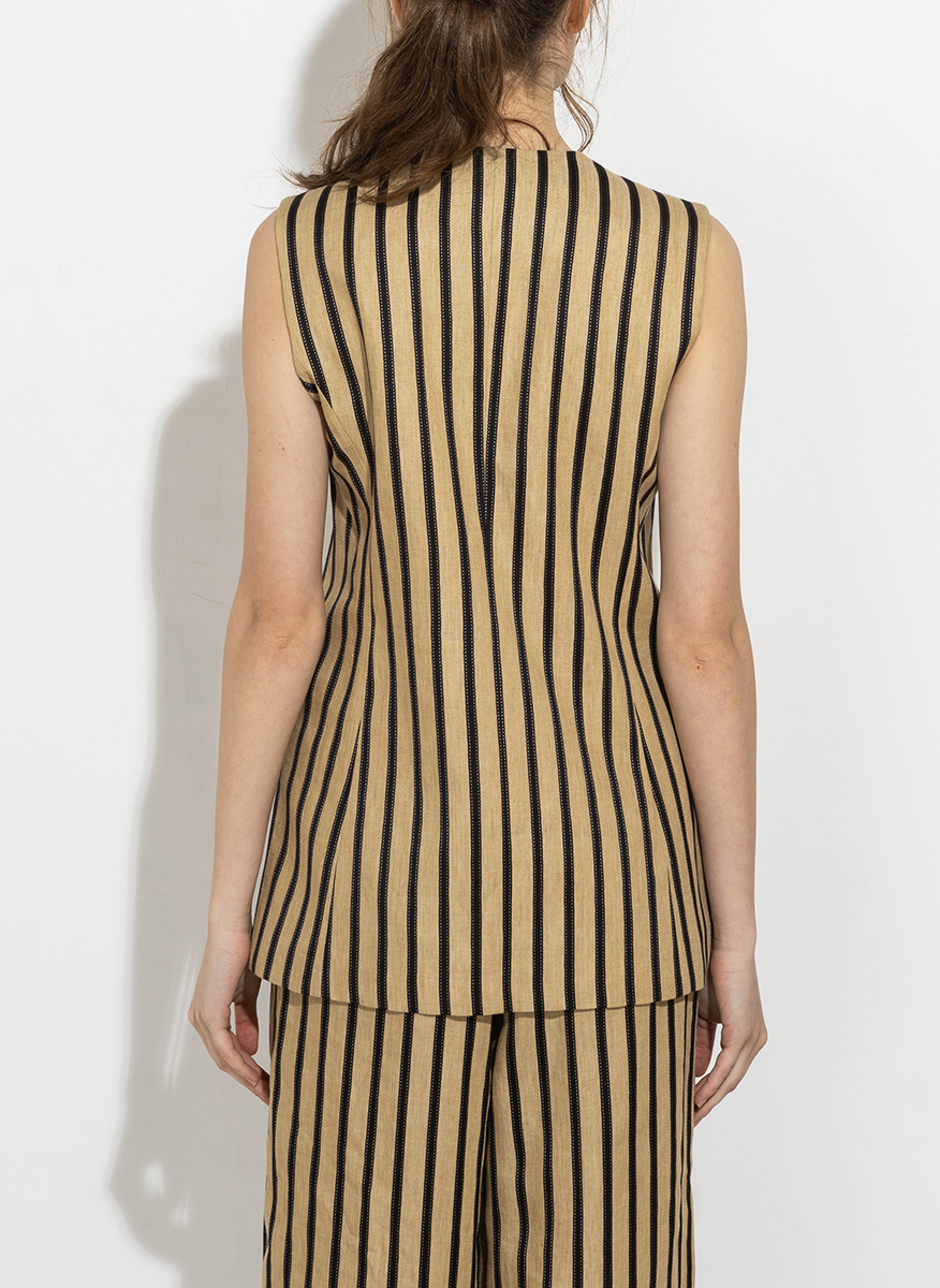 Max Mara Rodeo striped waistcoat in linen