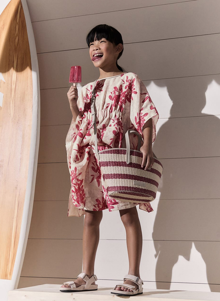 Пончо от лен с монили Brunello Cucinelli Kids 12