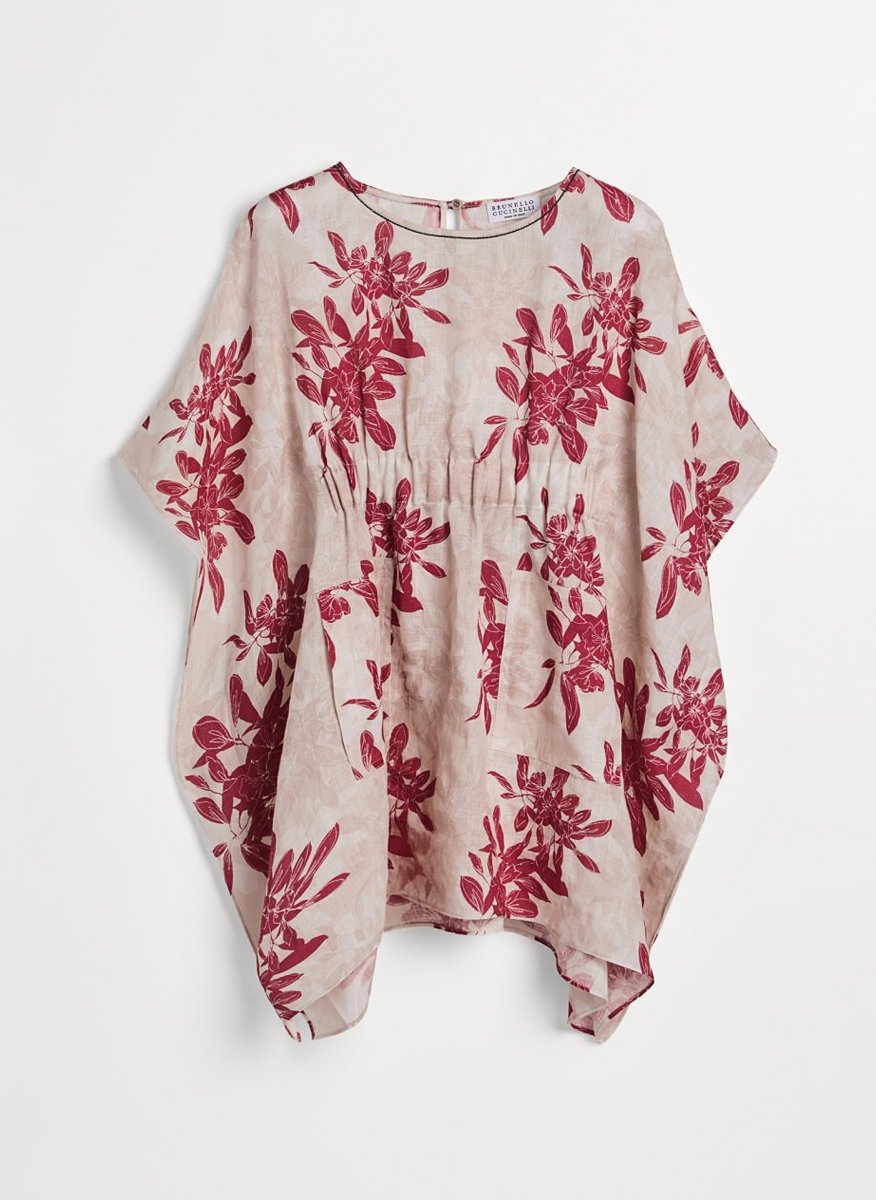 Пончо от лен с монили Brunello Cucinelli Kids 12