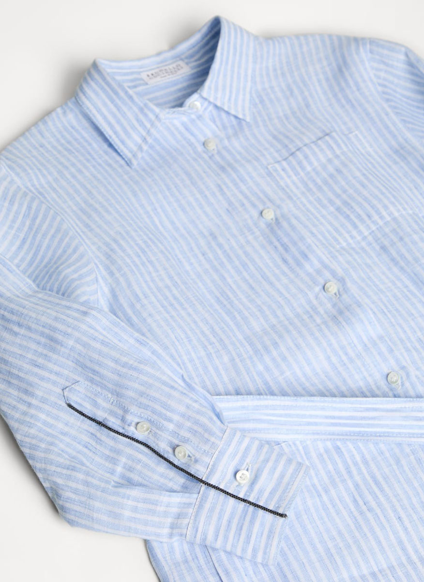 Brunello Cucinelli Kids 12 striped linen shirt