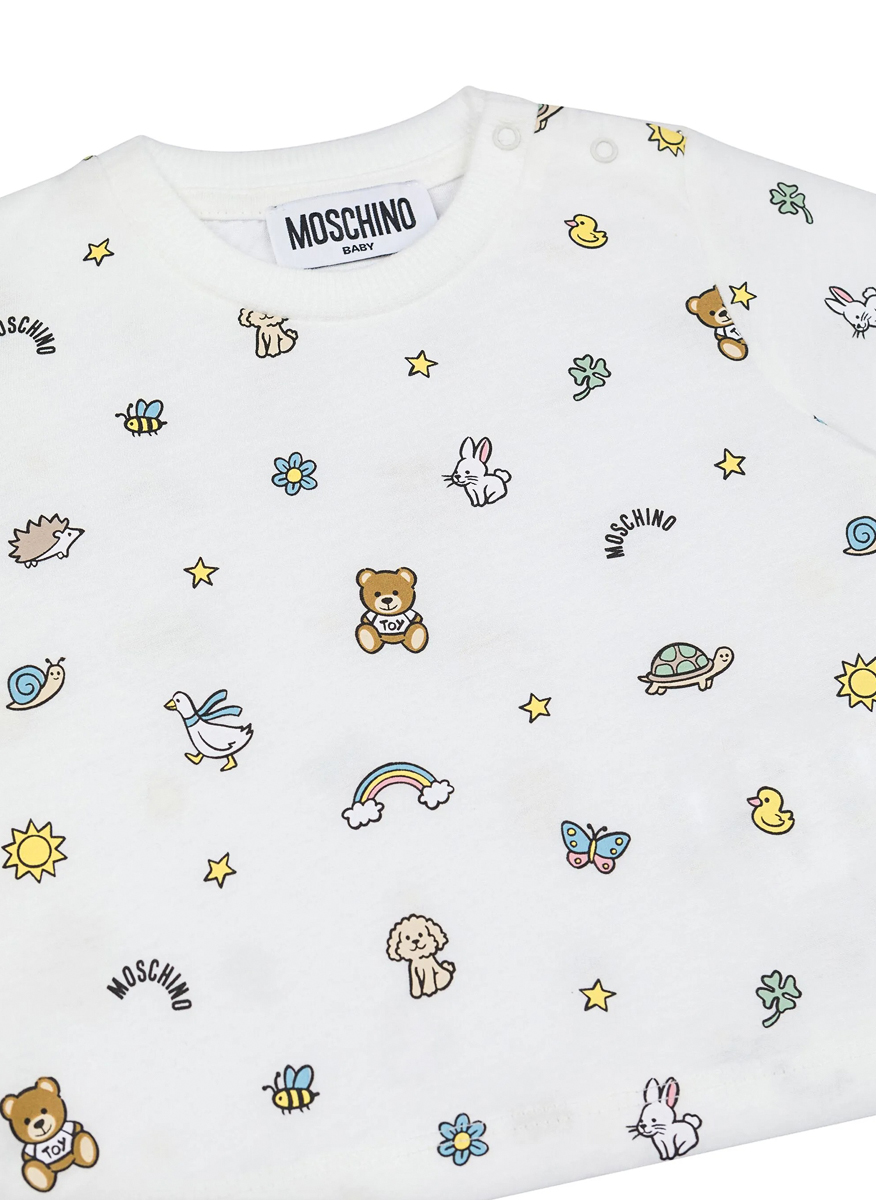 Тишърт с цялостен принт Moschino Kids