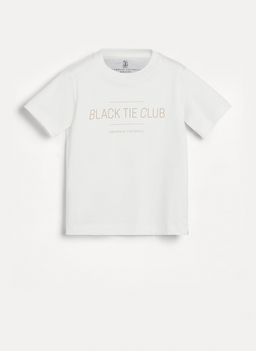 Тишърт с принт 'Black Tie Club' Brunello Cucinelli Kids 4-6