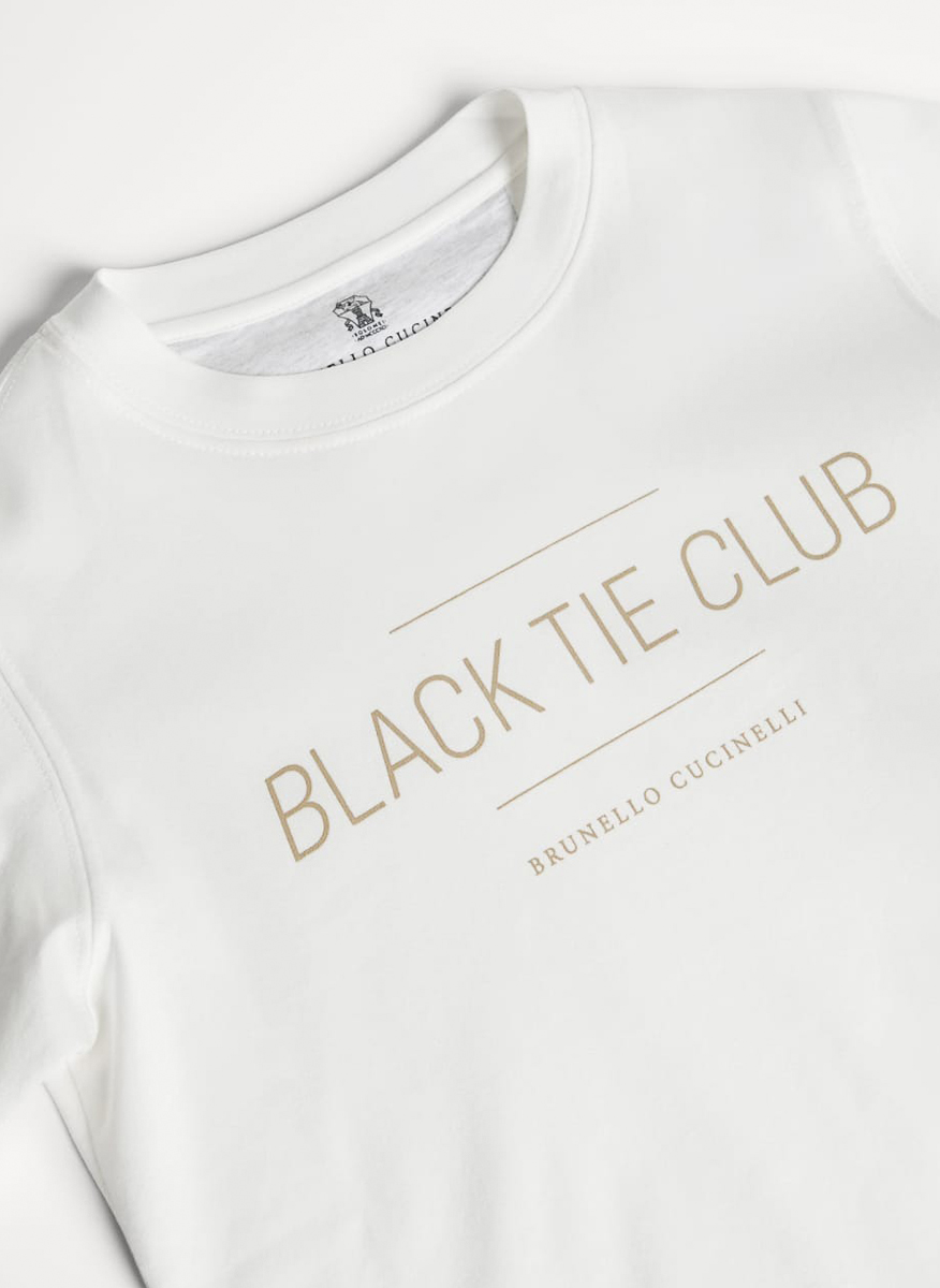 Тишърт с принт 'Black Tie Club' Brunello Cucinelli Kids 4-6