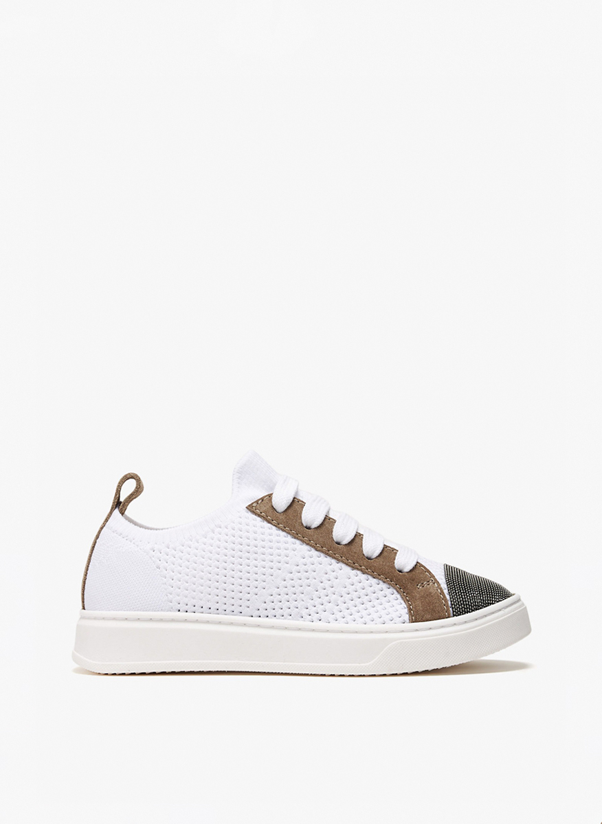 Brunello Cucinelli Kids knit sneakers with suede inserts