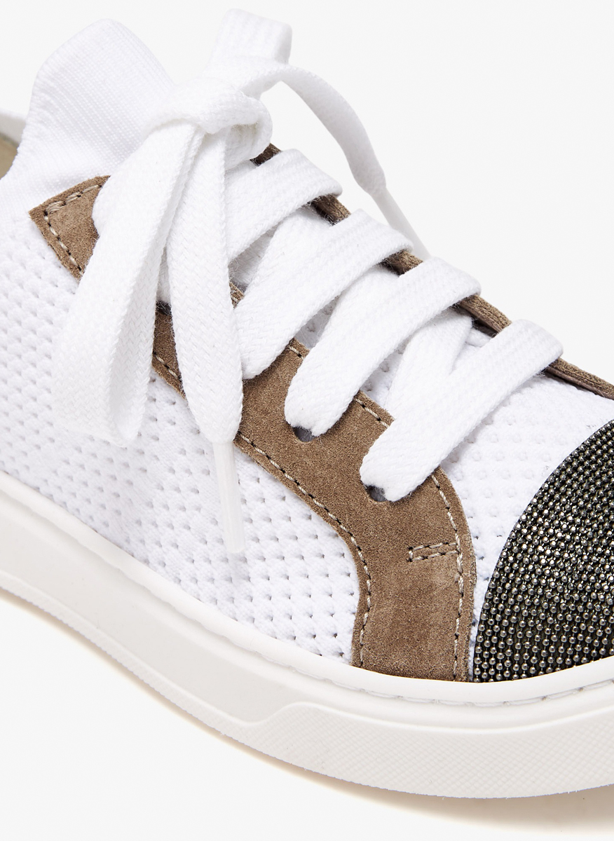 Brunello Cucinelli Kids knit sneakers with suede inserts