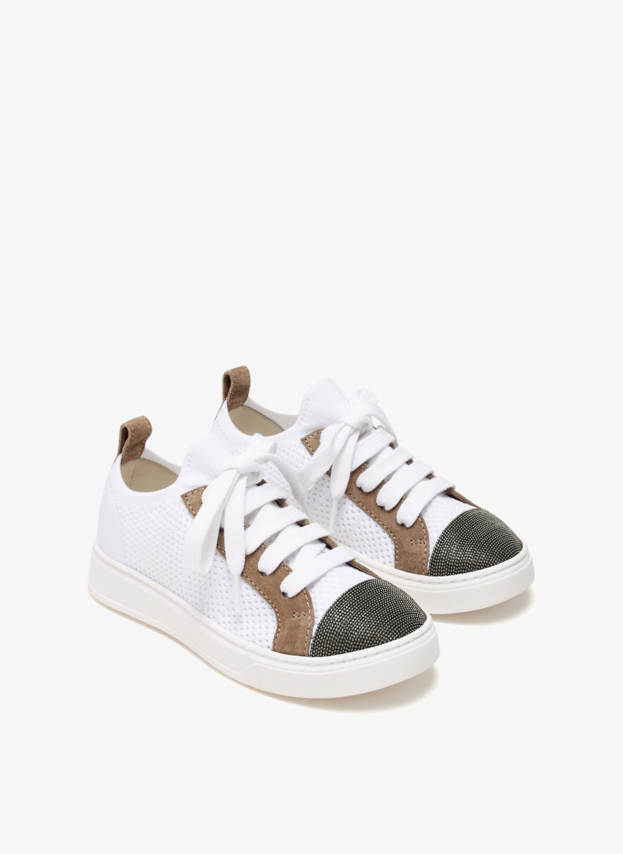 Brunello Cucinelli Kids knit sneakers with suede inserts