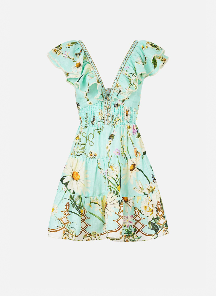 Camilla 'Floral freefall' linen dress with print