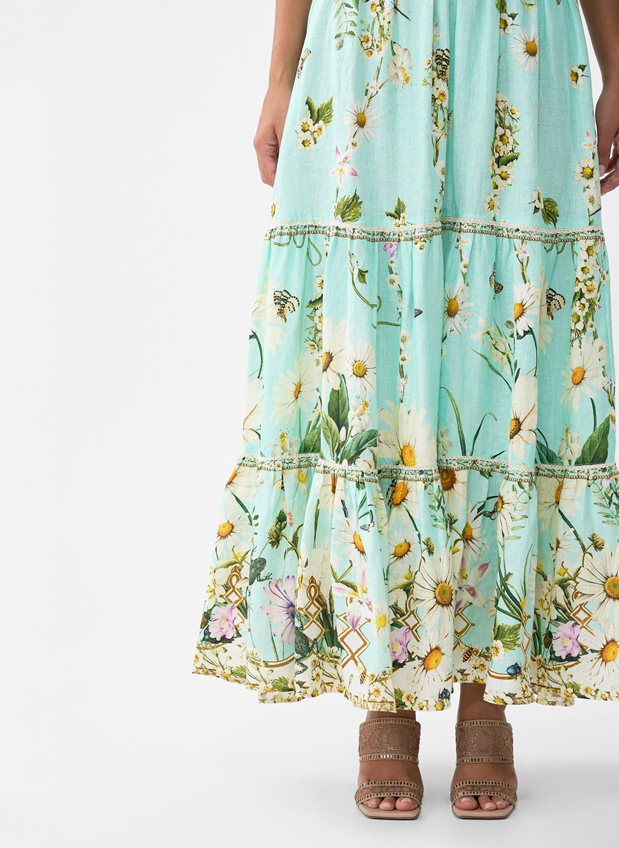 Camilla maxi skirt in linen 'Floral freefall'