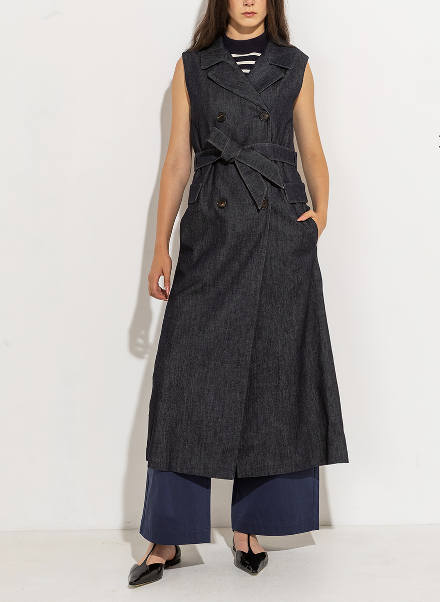 'S Max Mara Greta long waistcoat in denim