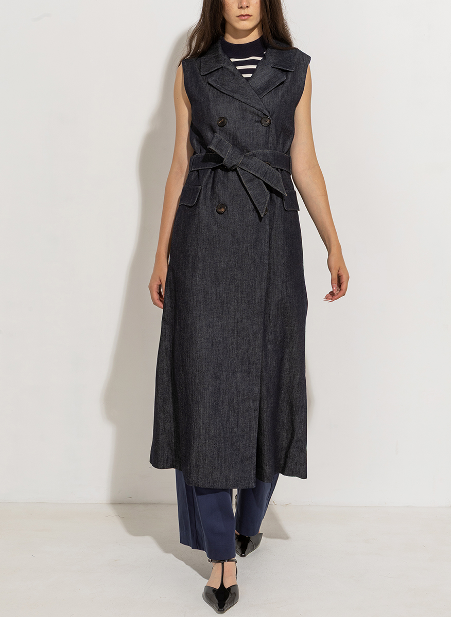'S Max Mara Greta long waistcoat in denim