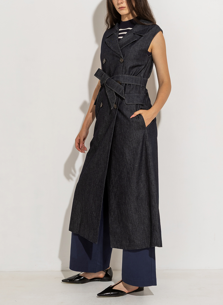 'S Max Mara Greta long waistcoat in denim