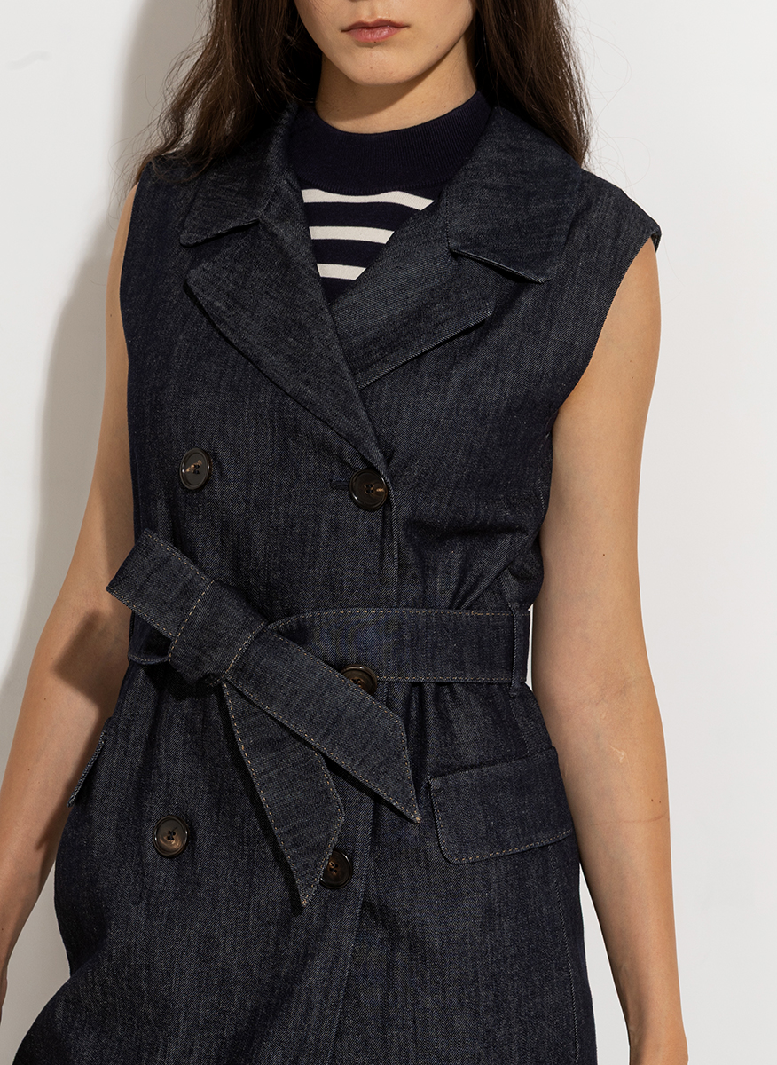 'S Max Mara Greta long waistcoat in denim
