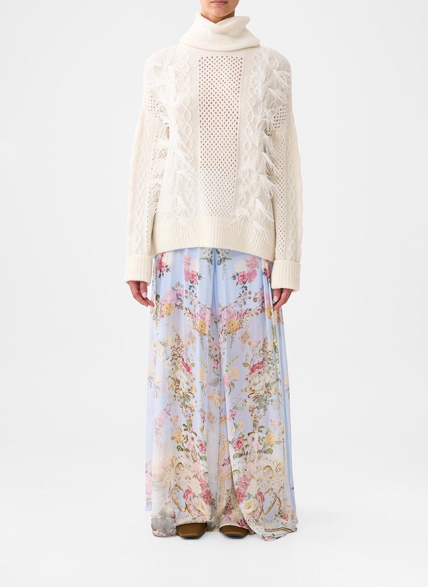 Camilla 'Tiled in time' jumper with feathers