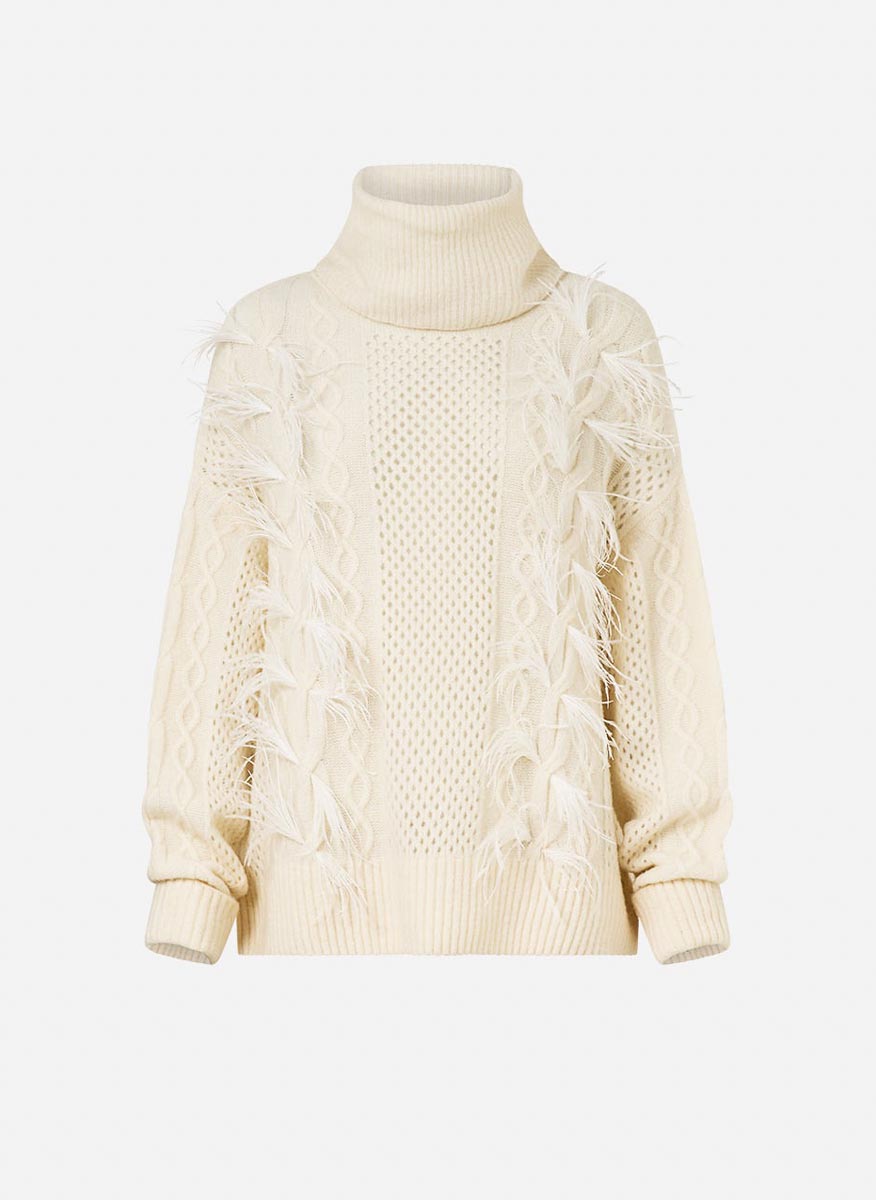 Camilla 'Tiled in time' jumper with feathers