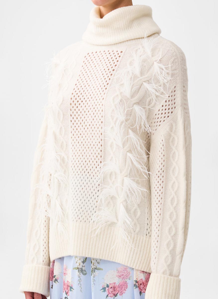 Camilla 'Tiled in time' jumper with feathers