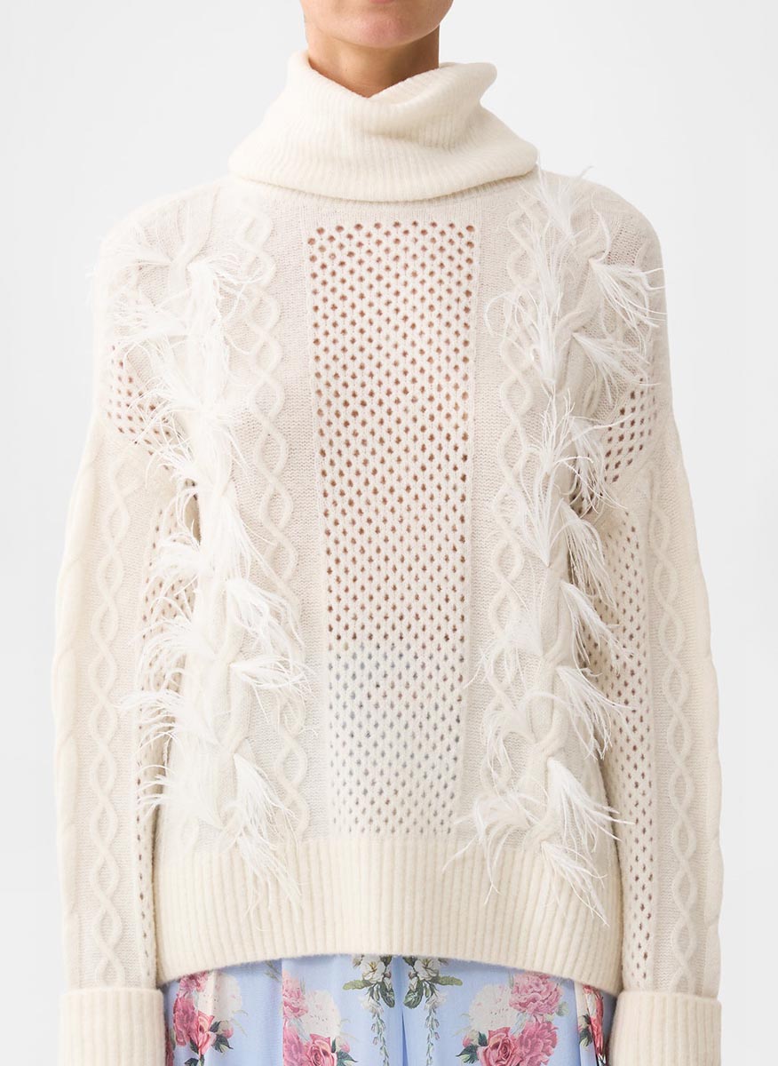 Camilla 'Tiled in time' jumper with feathers