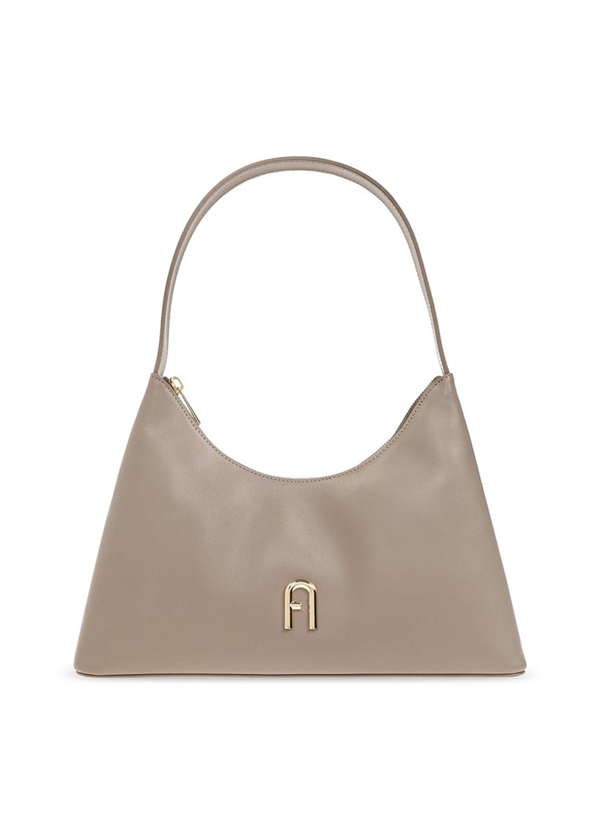 Furla Diamante Greige shoulder bag in leather