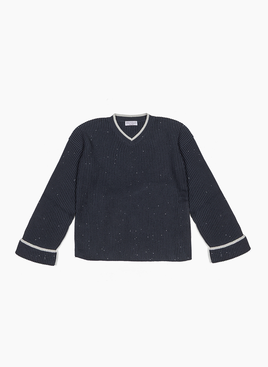 Пуловер с апликирани пайети Brunello Cucinelli Kids 8-10