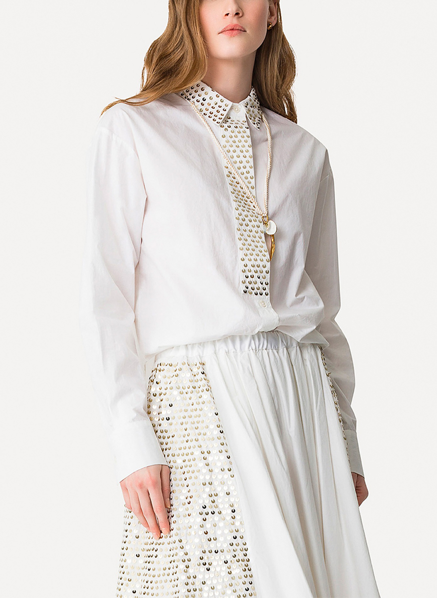forte_forte poplin shirt with “petites étoile” embroidery