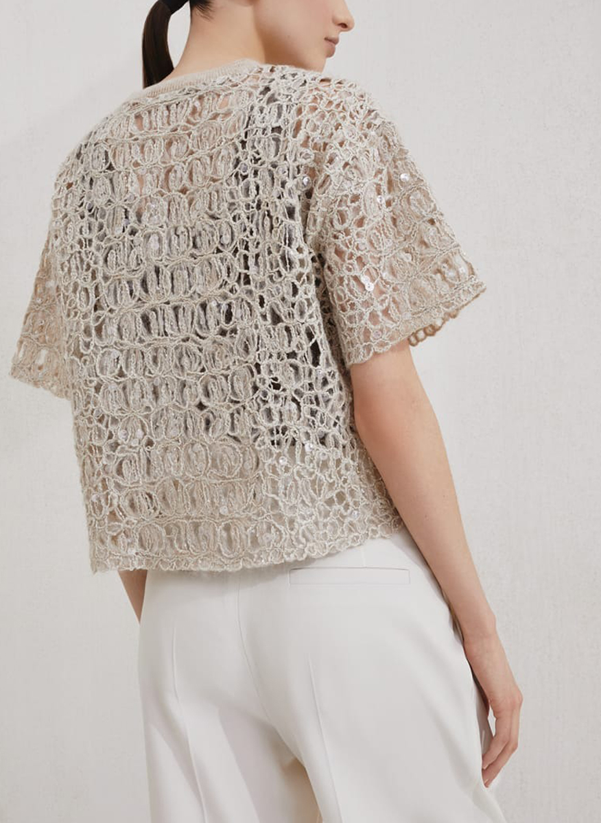 Brunello Cucinelli knitted T-shirt with sequins