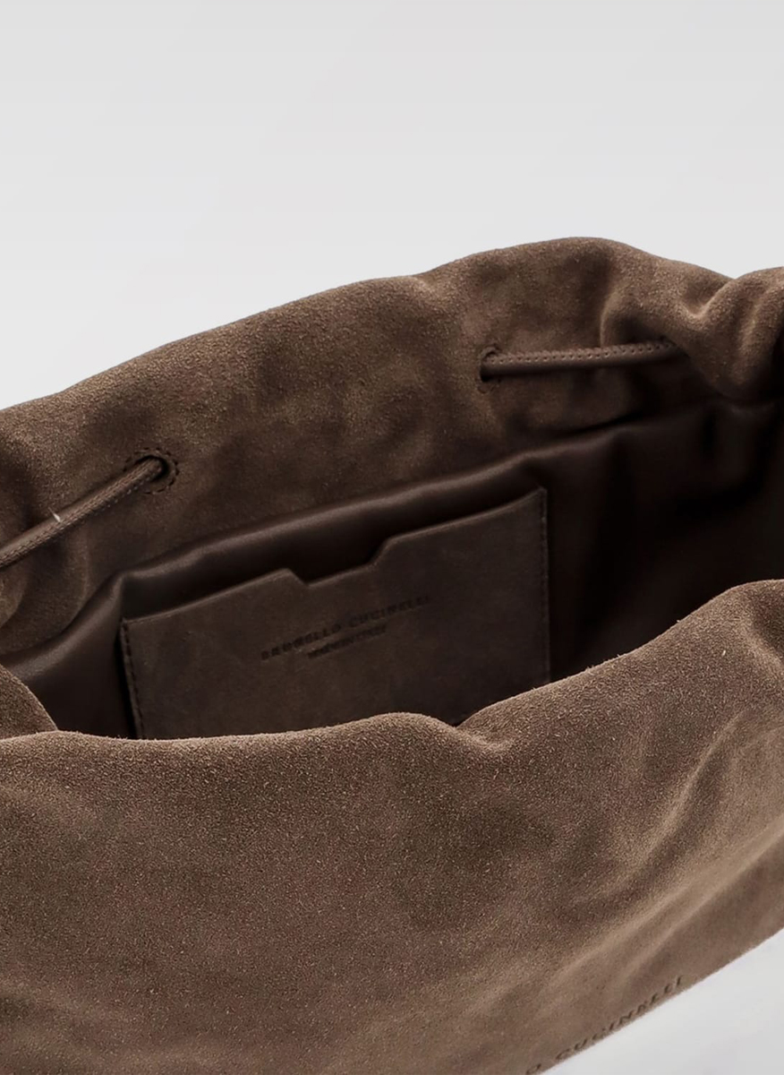 Мини велурена чанта 'Bucket Mellow' Brunello Cucinelli