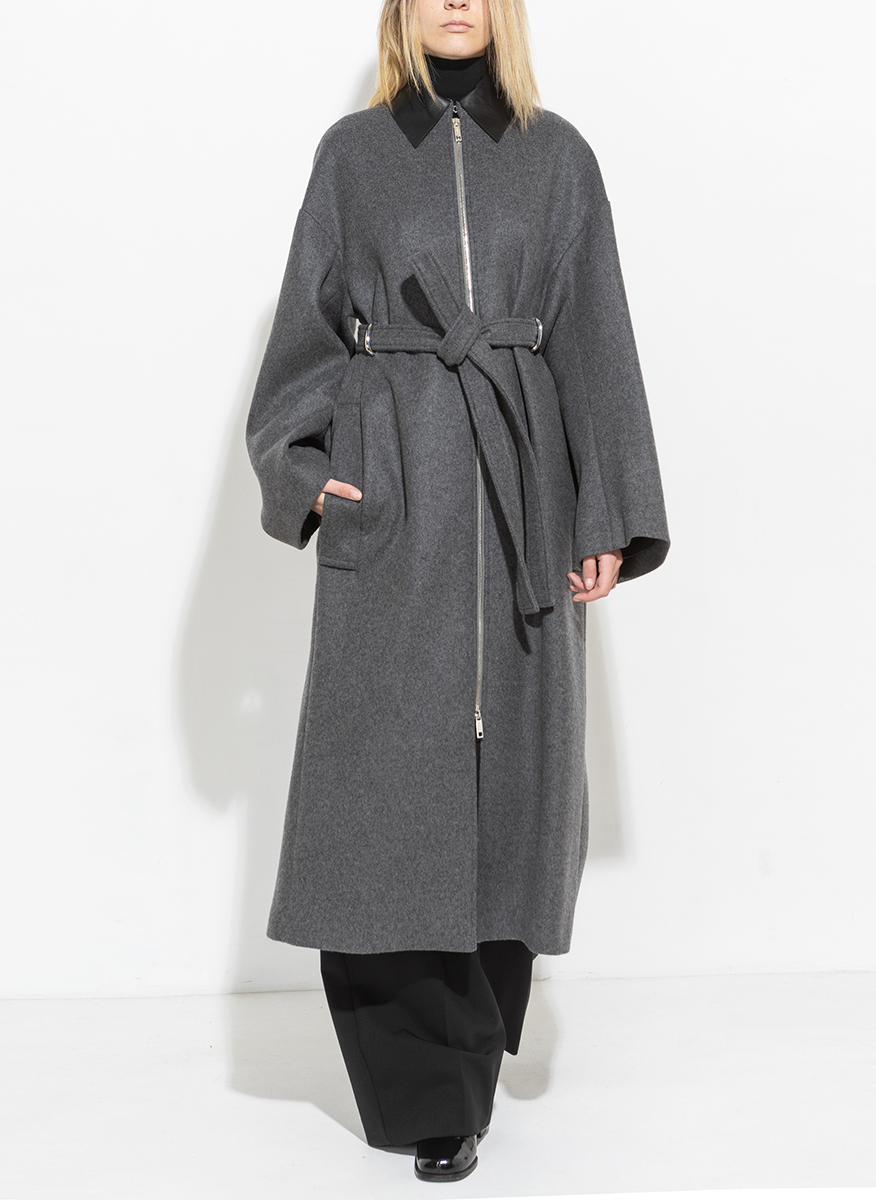 Палто от вълна с кожени детайли Sportmax Gene