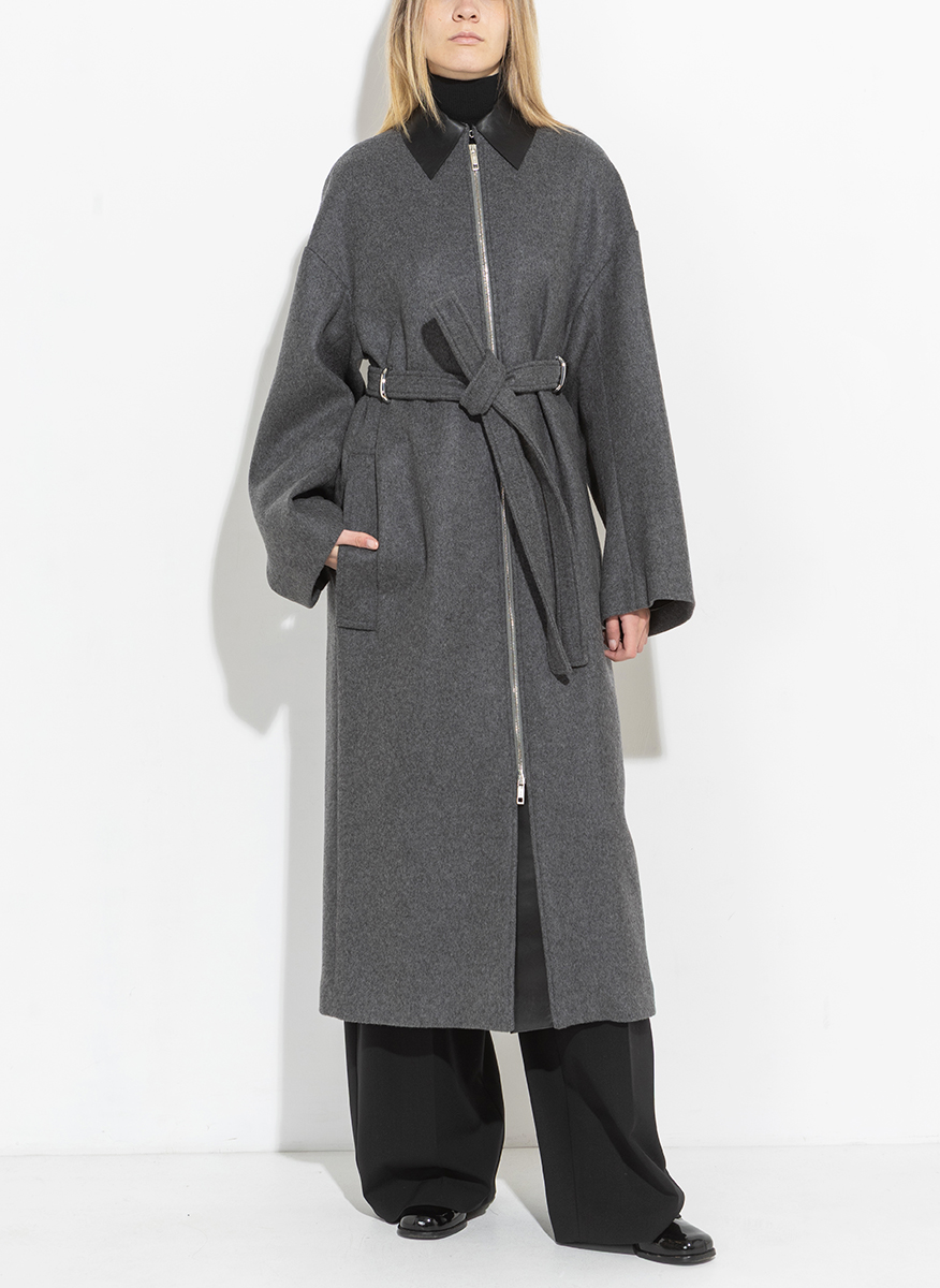 Палто от вълна с кожени детайли Sportmax Gene