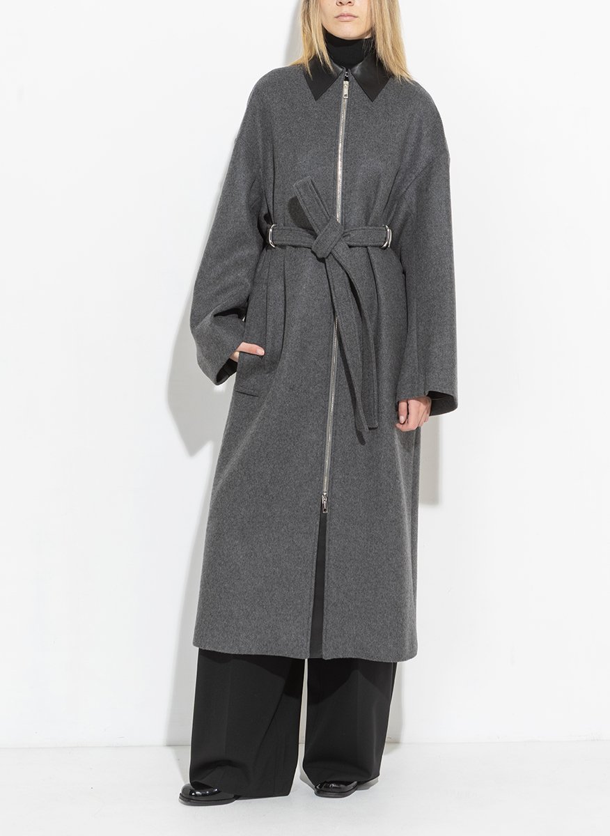 Палто от вълна с кожени детайли Sportmax Gene