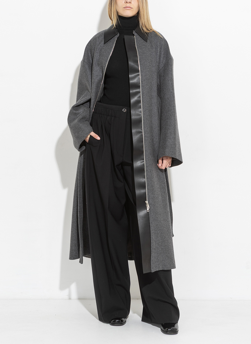 Палто от вълна с кожени детайли Sportmax Gene