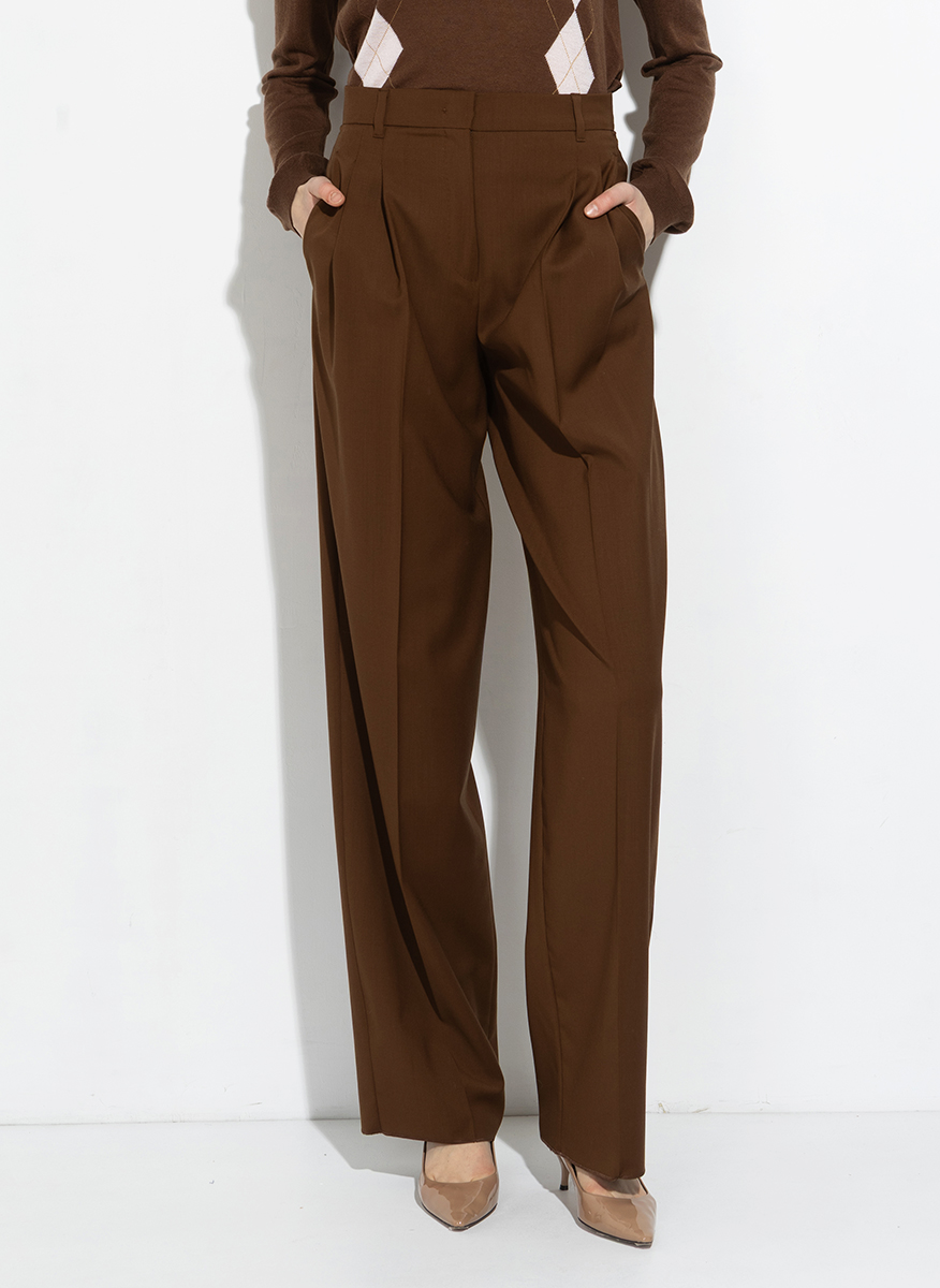 Панталон от фина вълна с колан Max Mara Studio Mstbacio