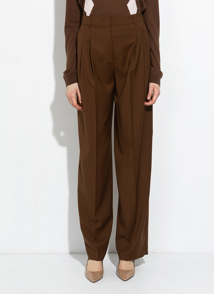 Панталон от фина вълна с колан Max Mara Studio Mstbacio