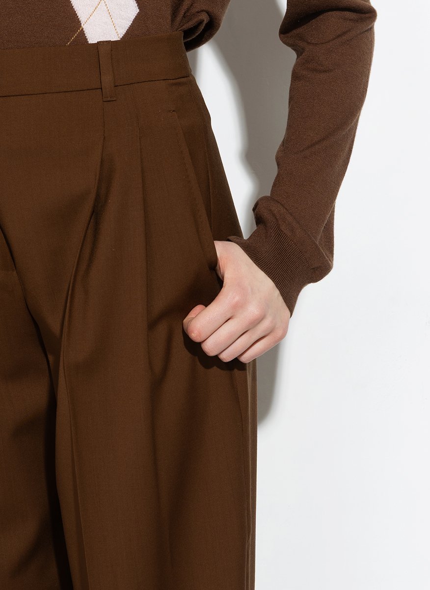 Панталон от фина вълна с колан Max Mara Studio Mstbacio