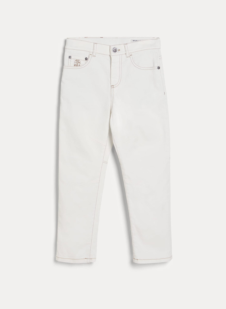 Деним с контрастни детайли Brunello Cucinelli Kids 8
