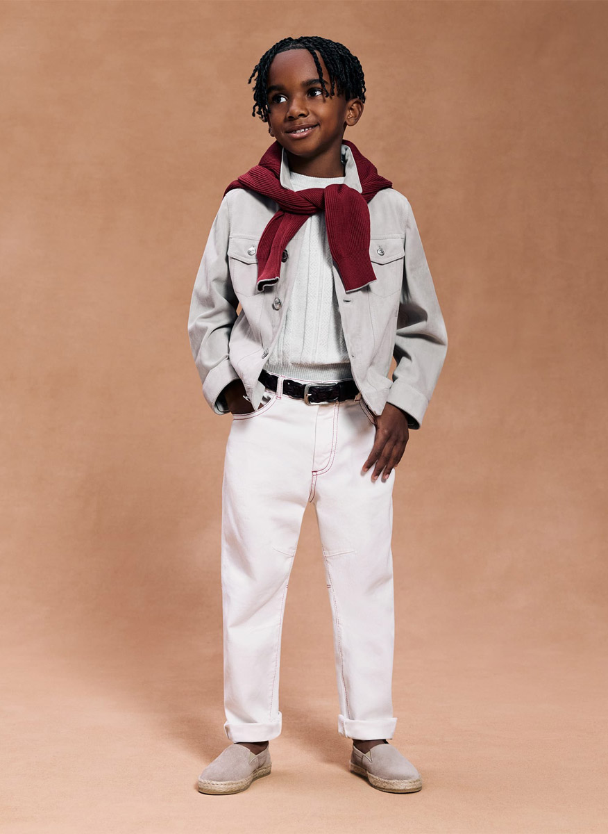 Деним с контрастни детайли Brunello Cucinelli Kids 8