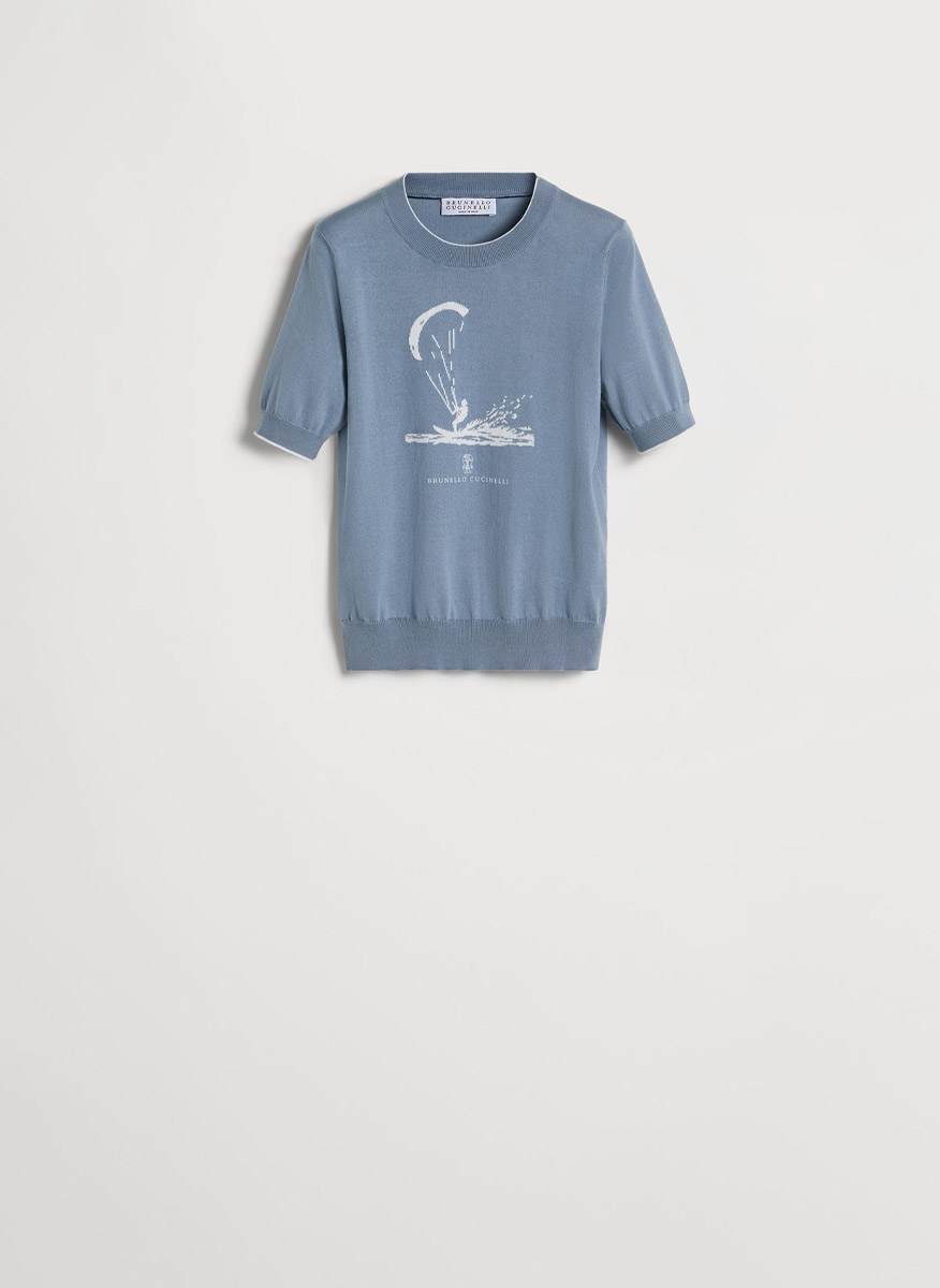 Фин пуловер с 'wind surfing' мотив Brunello Cucinelli Kids 12