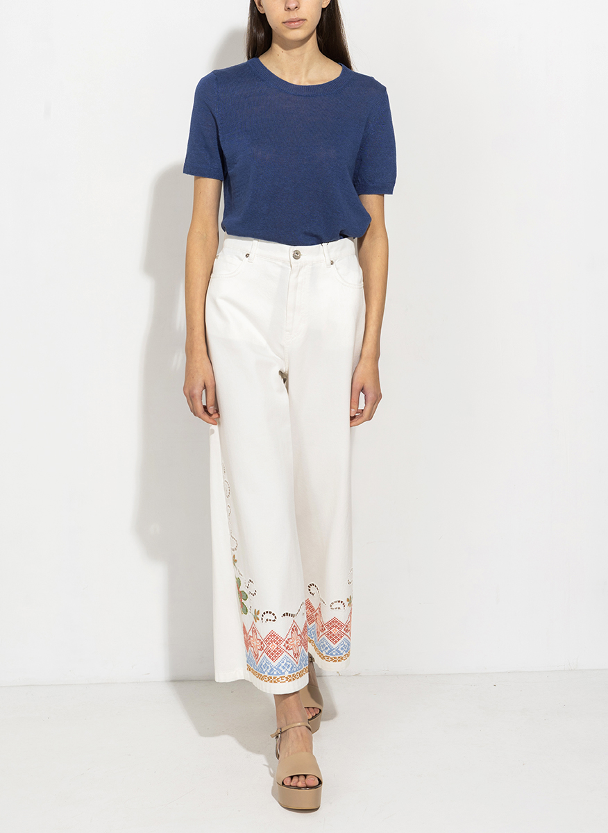 Панталон от деним с бродерия Weekend Max Mara Wkdadunco