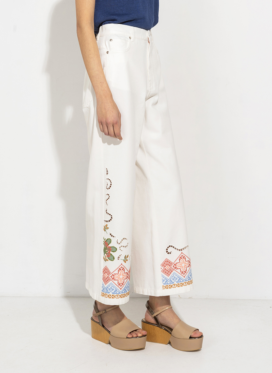 Панталон от деним с бродерия Weekend Max Mara Wkdadunco