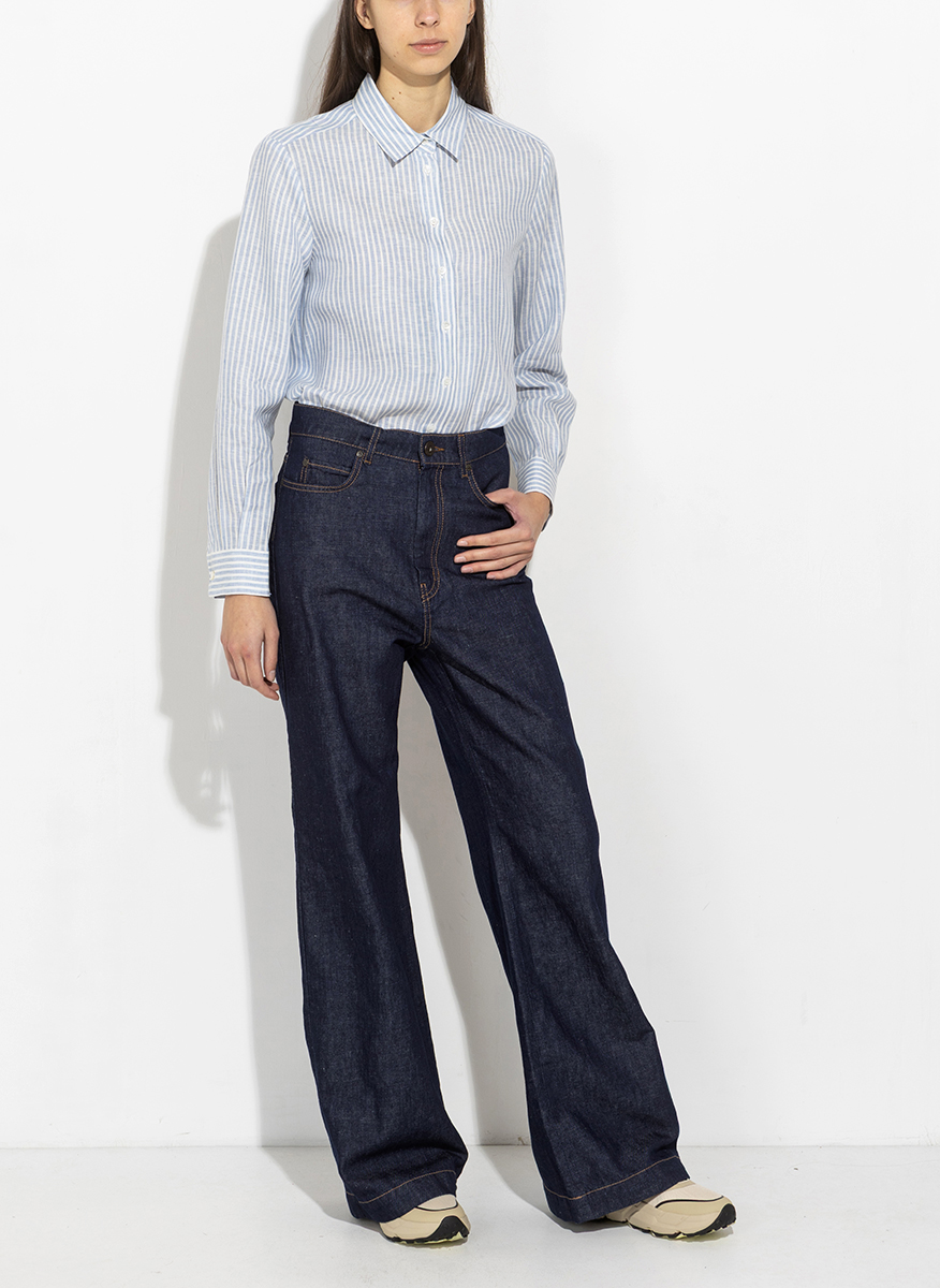 Разкроен деним с лен Weekend Max Mara Wkdlatino