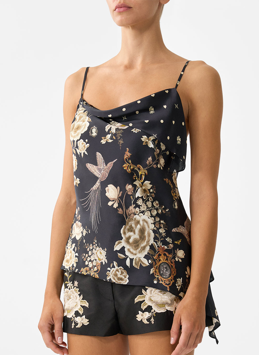 Camilla 'Flamenco folklore' shorts with floral embroidery