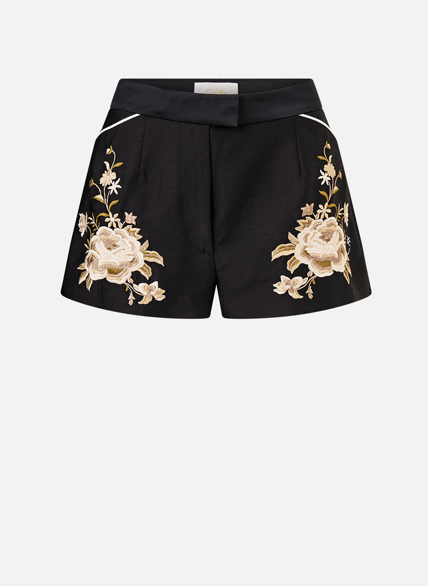 Camilla 'Flamenco folklore' shorts with floral embroidery