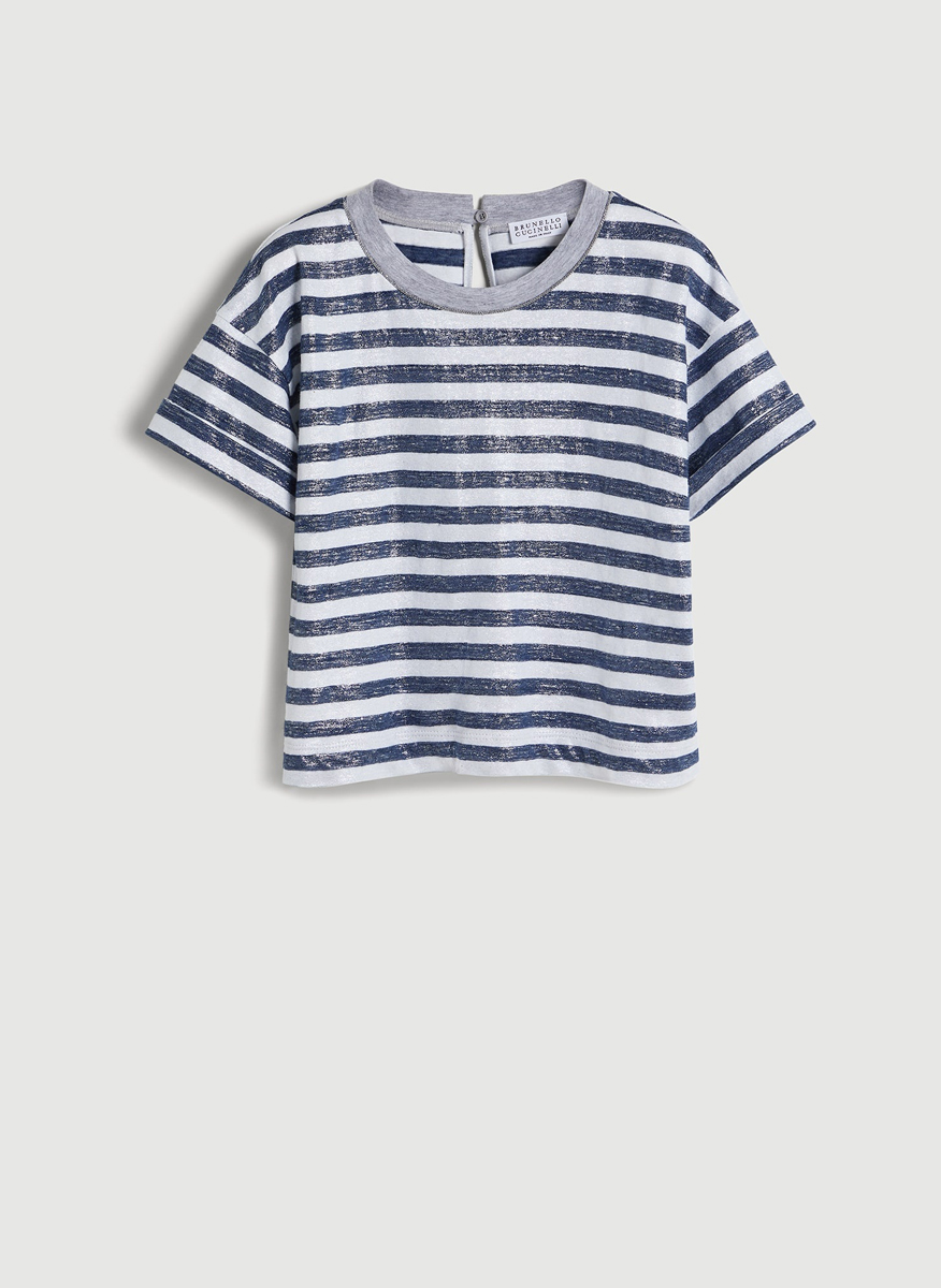 Тишърт от лен с монили Brunello Cucinelli Kids 8-10