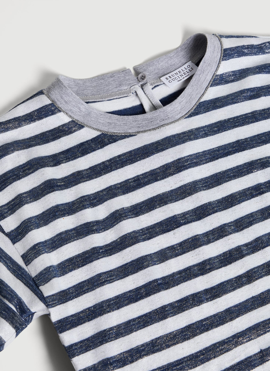 Тишърт от лен с монили Brunello Cucinelli Kids 8-10