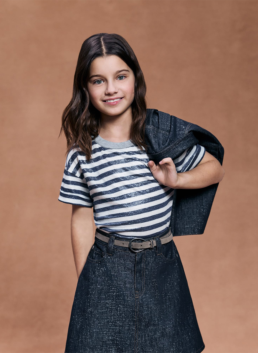 Тишърт от лен с монили Brunello Cucinelli Kids 8-10