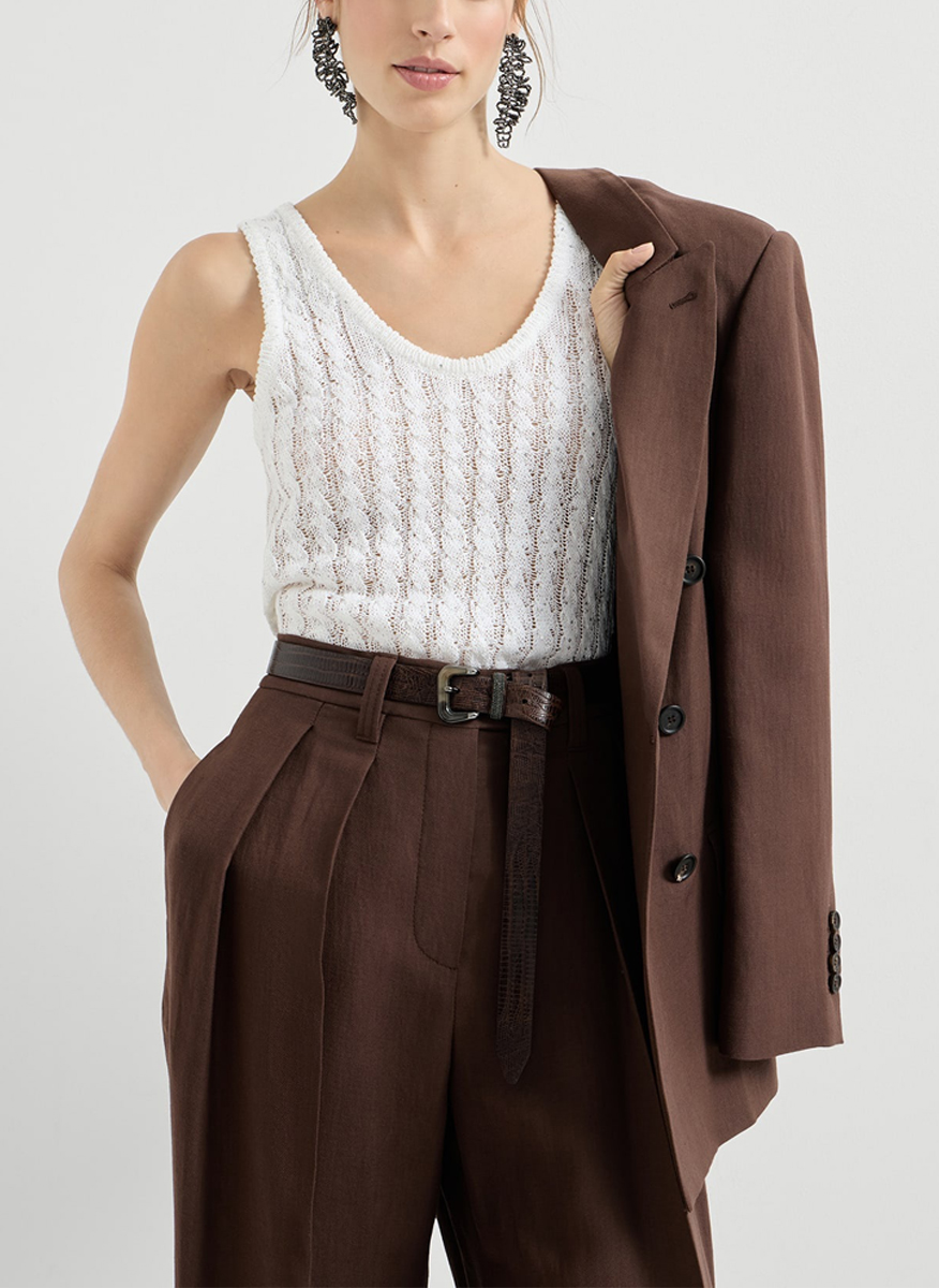 Brunello Cucinelli sequined linen top