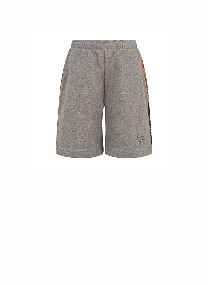 Etro Kids Paisley shorts with contrasting stripes