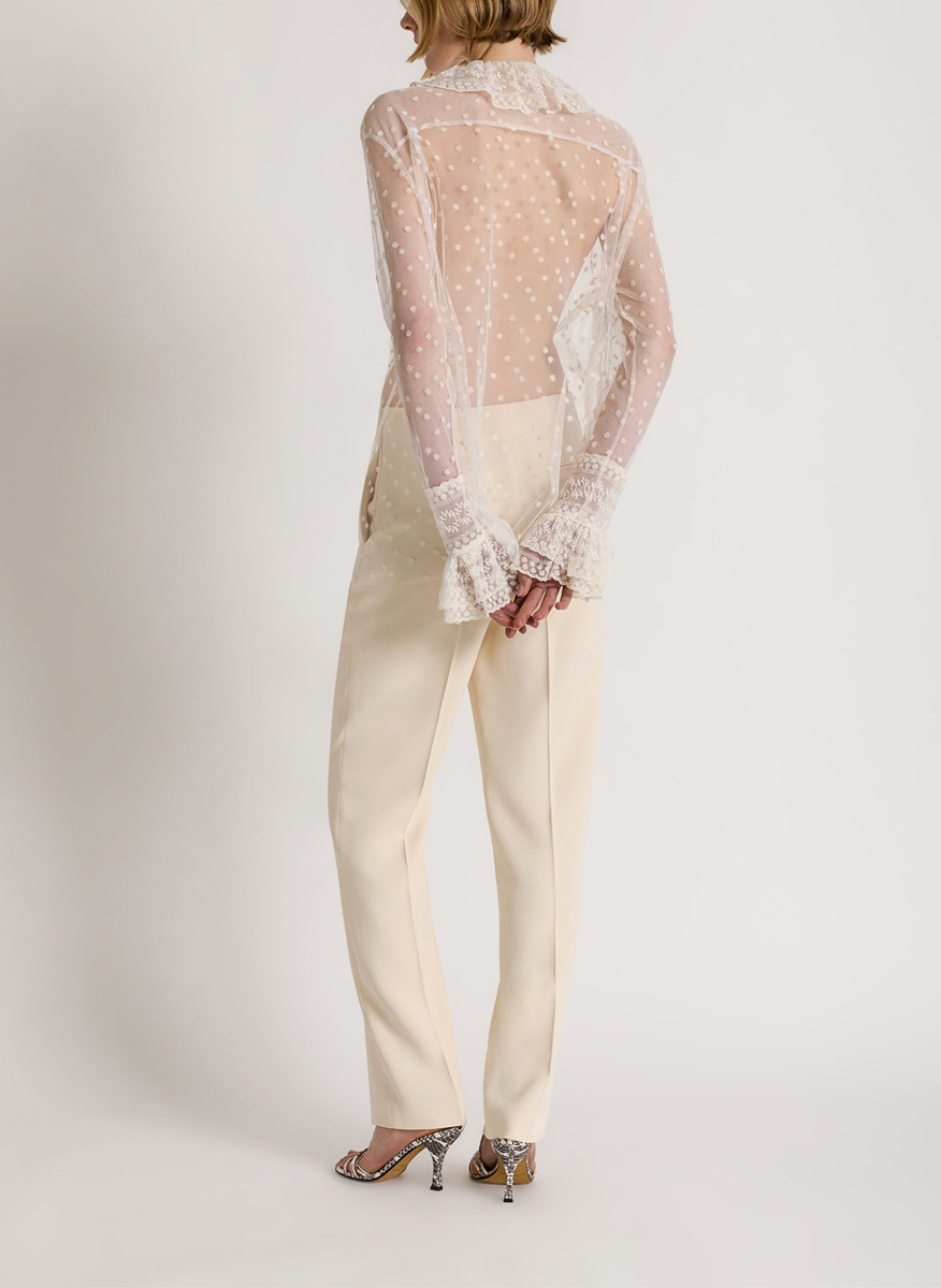 Alberta Ferretti tulle blouse with ruffles