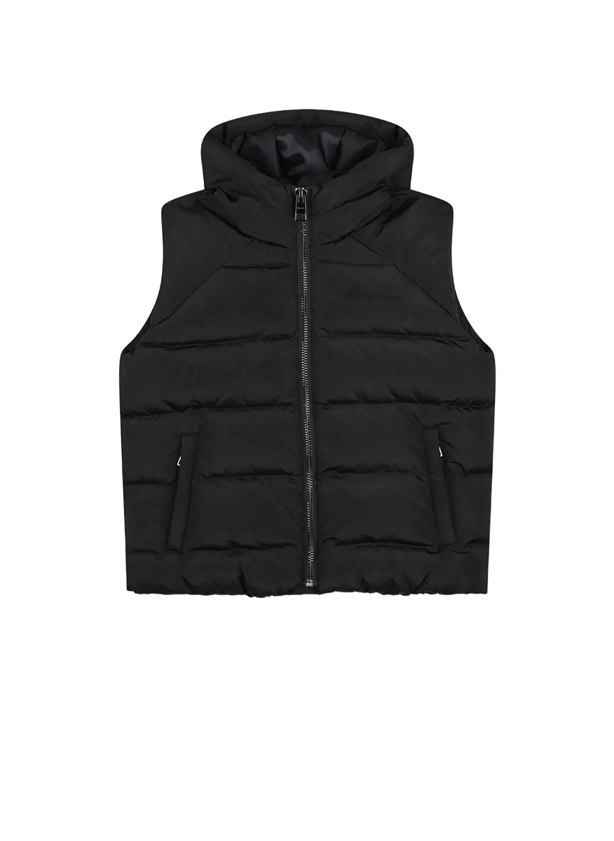 Капитониран елек с качулка Givenchy Kids