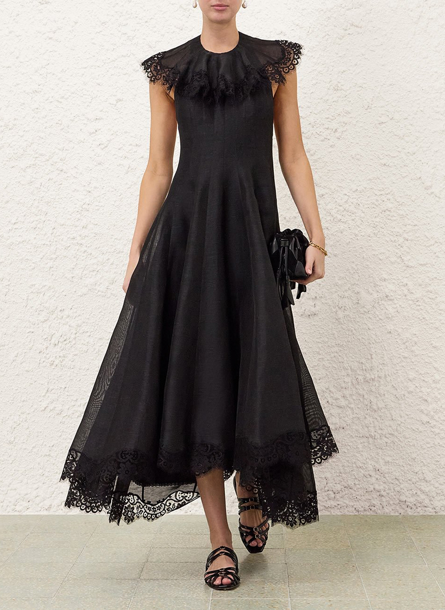 Миди рокля от лен и коприна 'Ascent Flutter Gown' Zimmermann