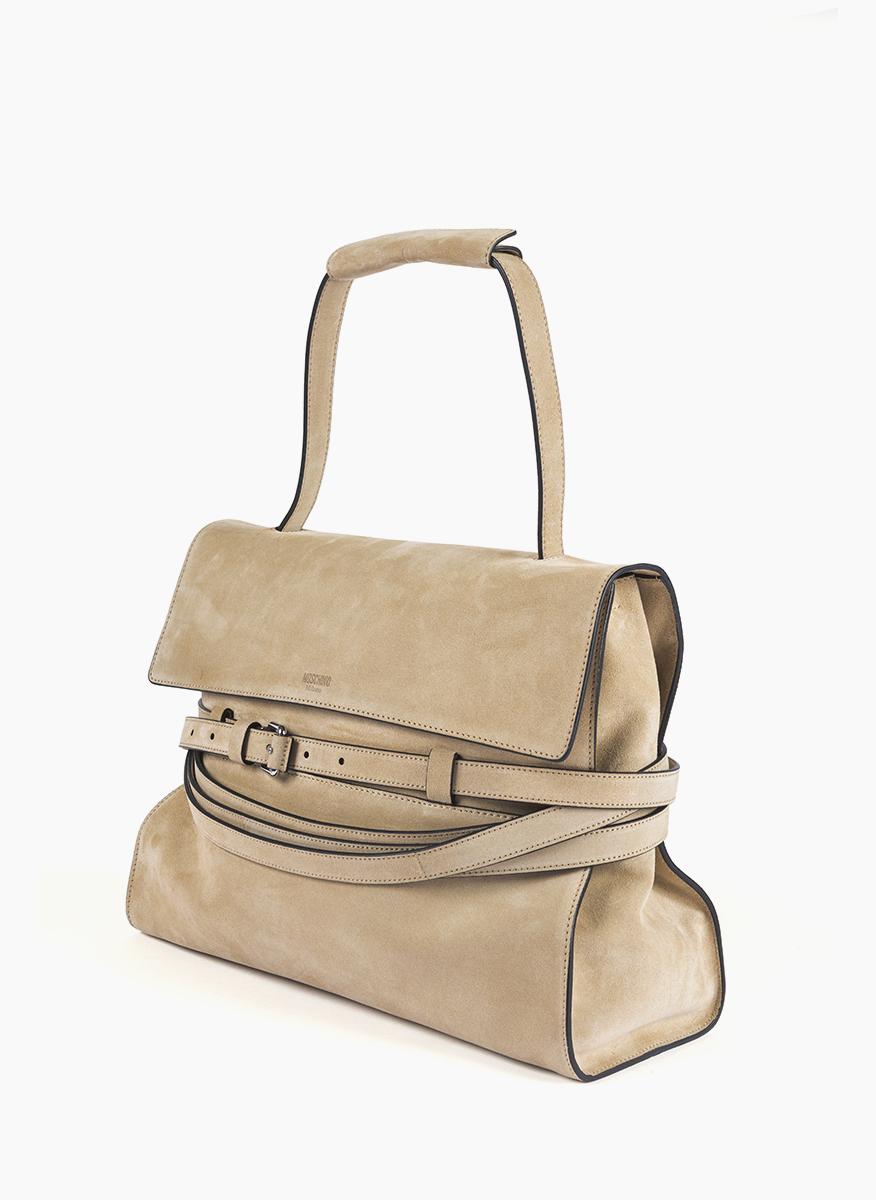 Велурена чанта 'Tie Me Handbag' Moschino 
