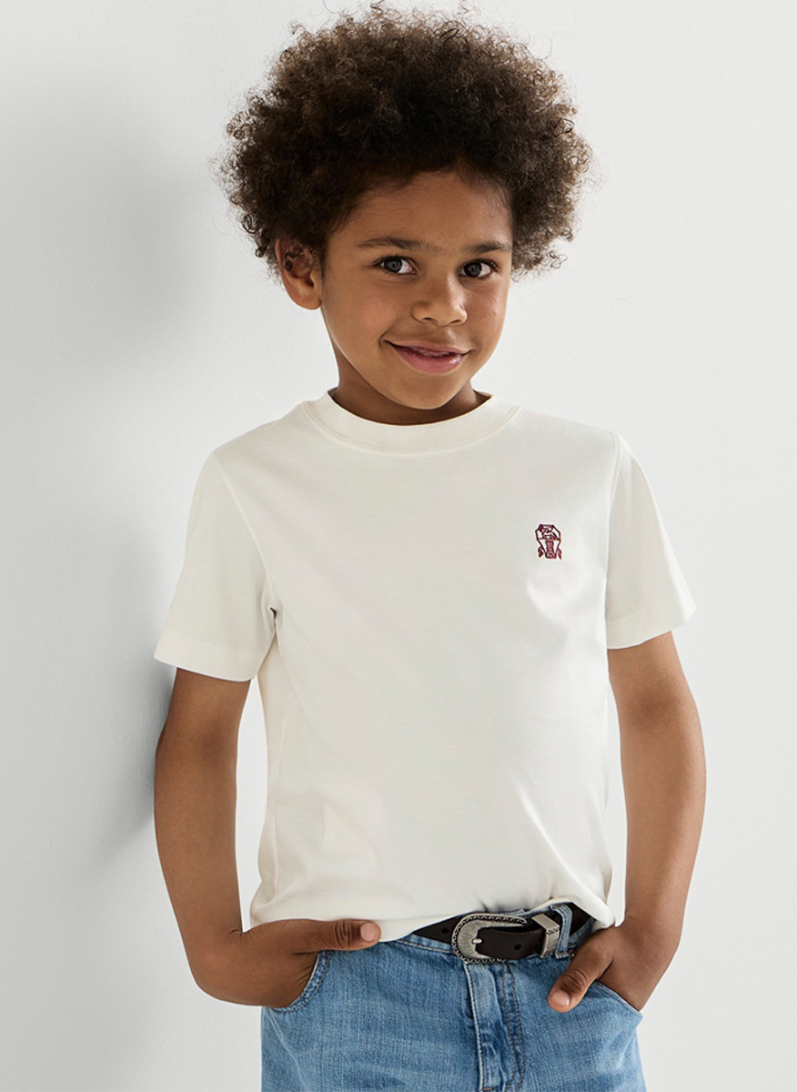 Тишърт с бродерия Brunello Cucinelli Kids 4-6